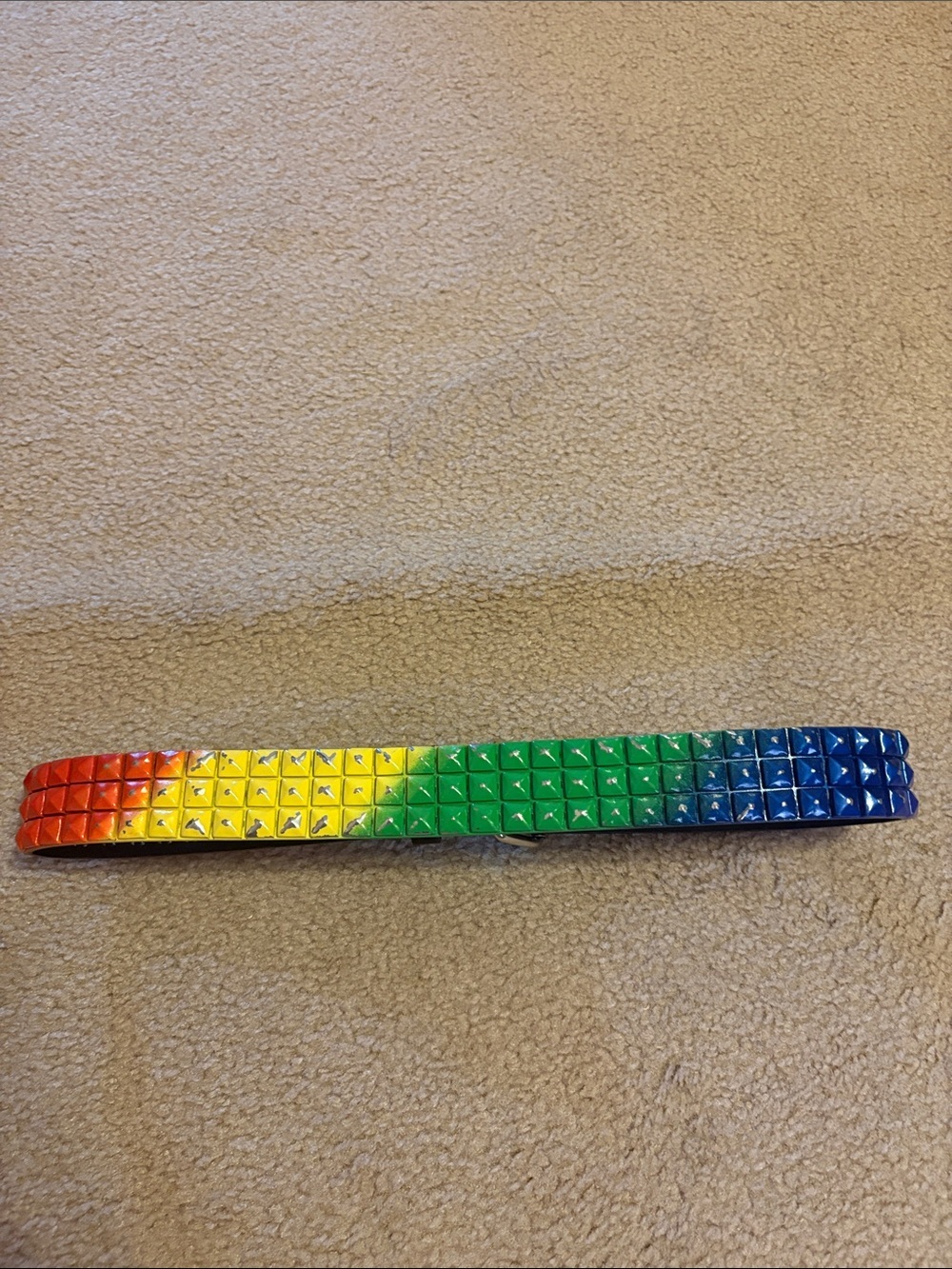 Vintage Y2K Hot Topic Bonded Leather Pride Rainbow Studded Belt Sz 31